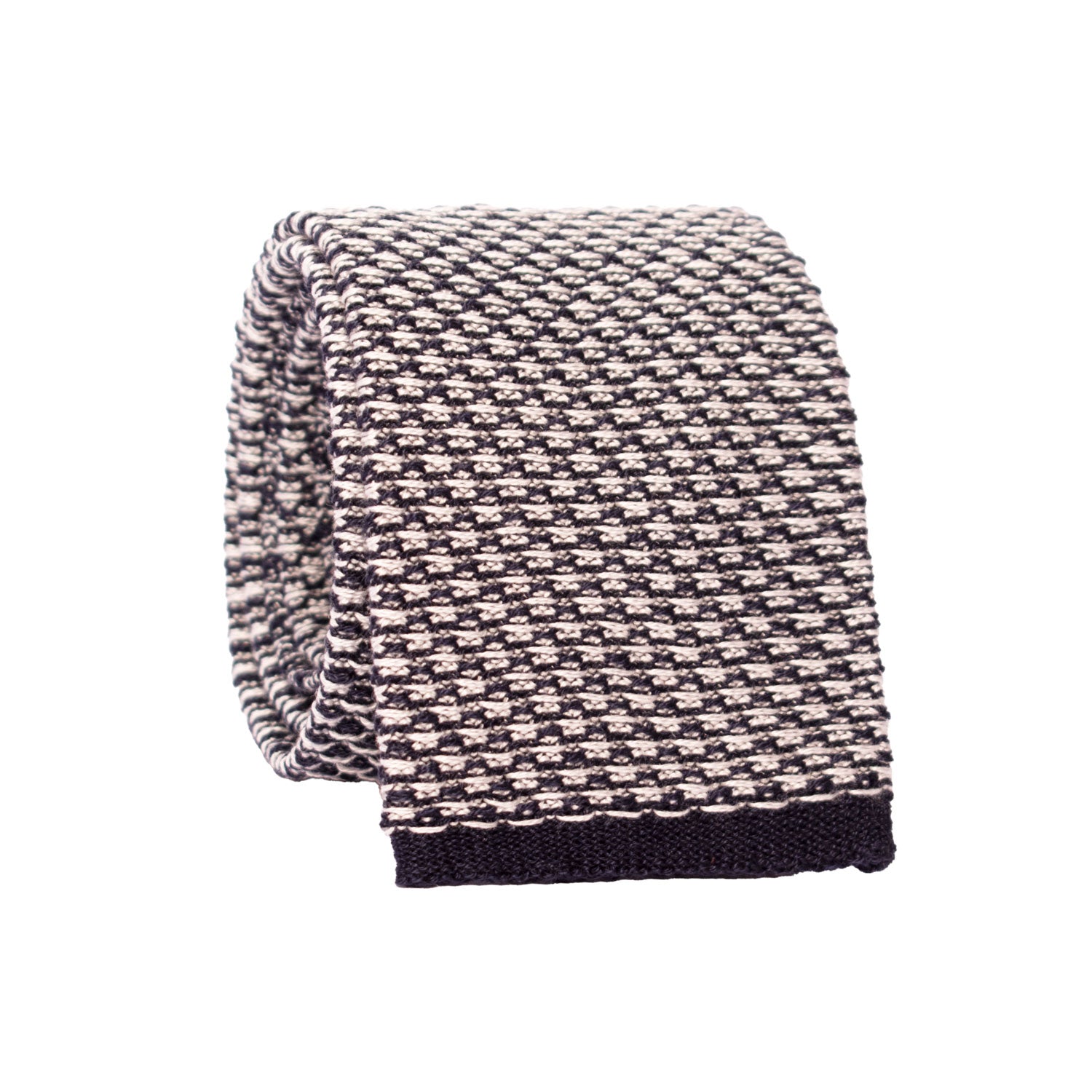 Cravatta Tricot in Maglia di Cotone Blu Grigia Bianca Fantasia TRI738 Graffeo Cravatte Made in Italy Rotolo