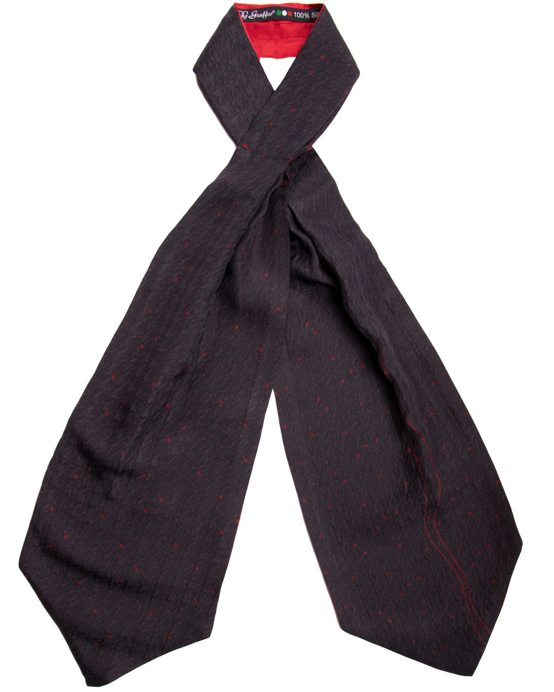 Ascot Stampa di Seta Blu Fantasia Rossa Made in Italy Graffeo Cravatte