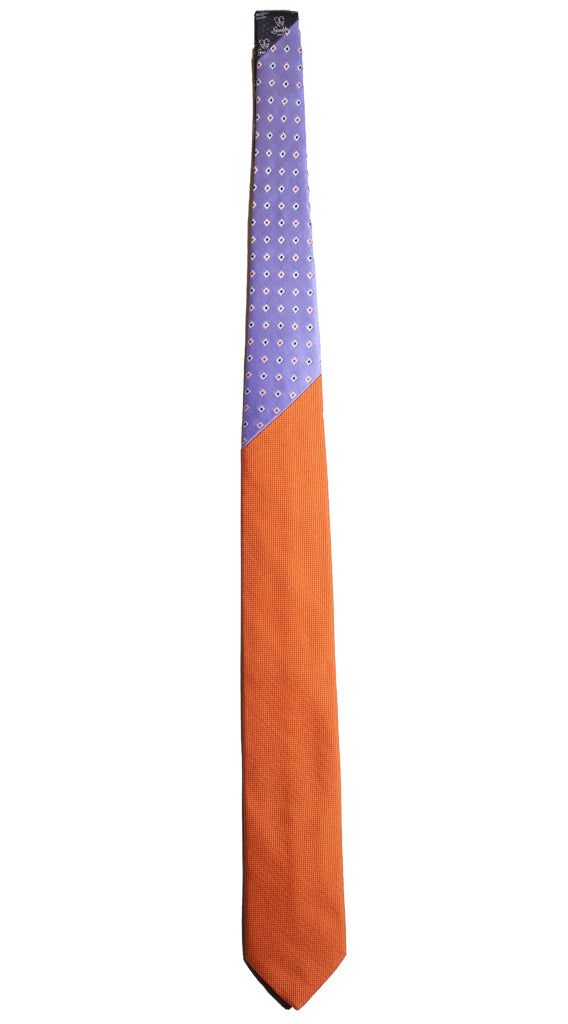 Cravatta Arancione Nodo in Contrasto Lavanda Made in Italy Graffeo Cravatte Intera