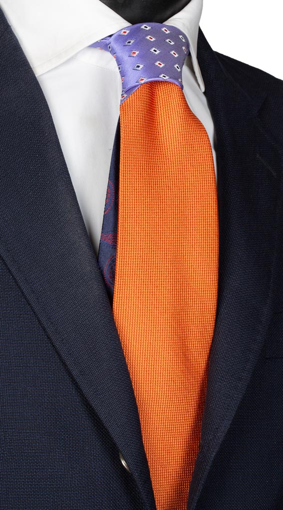 Cravatta Arancione Nodo in Contrasto Lavanda Made in Italy Graffeo Cravatte