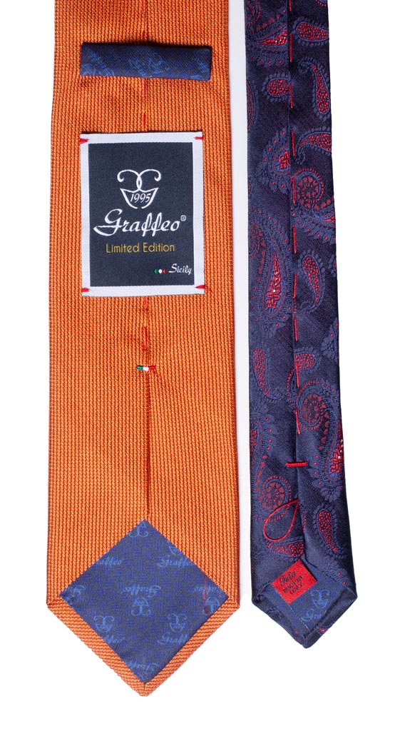 Cravatta Arancione Nodo in Contrasto Lavanda Made in Italy Graffeo Cravatte Pala