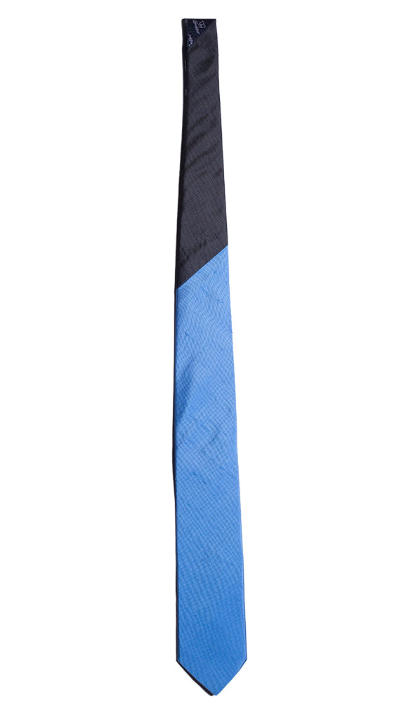 Cravatta Azzurra Shantung di Seta Nodo in Contrasto Blu Made in Italy graffeo Cravatte Intera