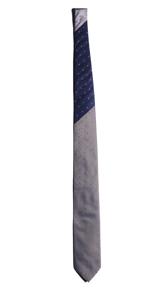 Cravatta Beige Fantasia Blu Nodo in Contrasto Bluette N2127
