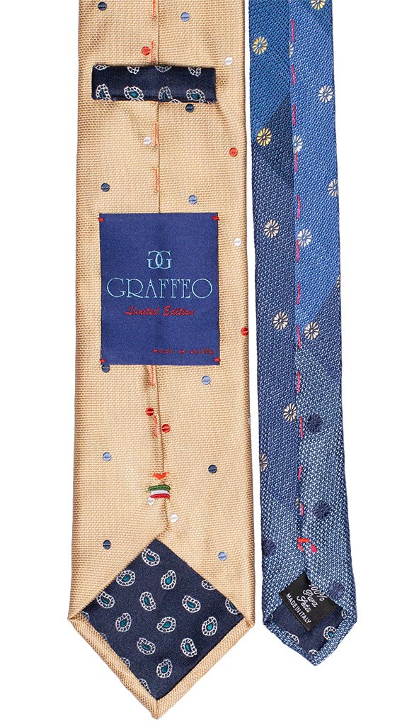 Cravatta Beige Fantasia Rossa Blu Bianca Celeste Nodo Bluette Paisley Made in Italy Graffeo Cravatte Pala