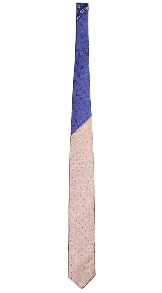 Cravatta Beige Paisley Bianco Bluette Nodo in Contrasto Bluette Paisley Made in Italy Graffeo Cravatte Intera