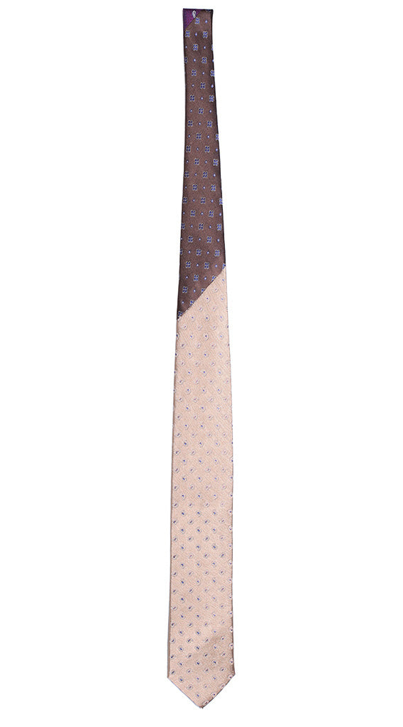 Cravatta Beige Paisley Bianco Nodo in Contrasto Marrone Fantasia Bluette Made in Italy Graffeo Cravatte Intera