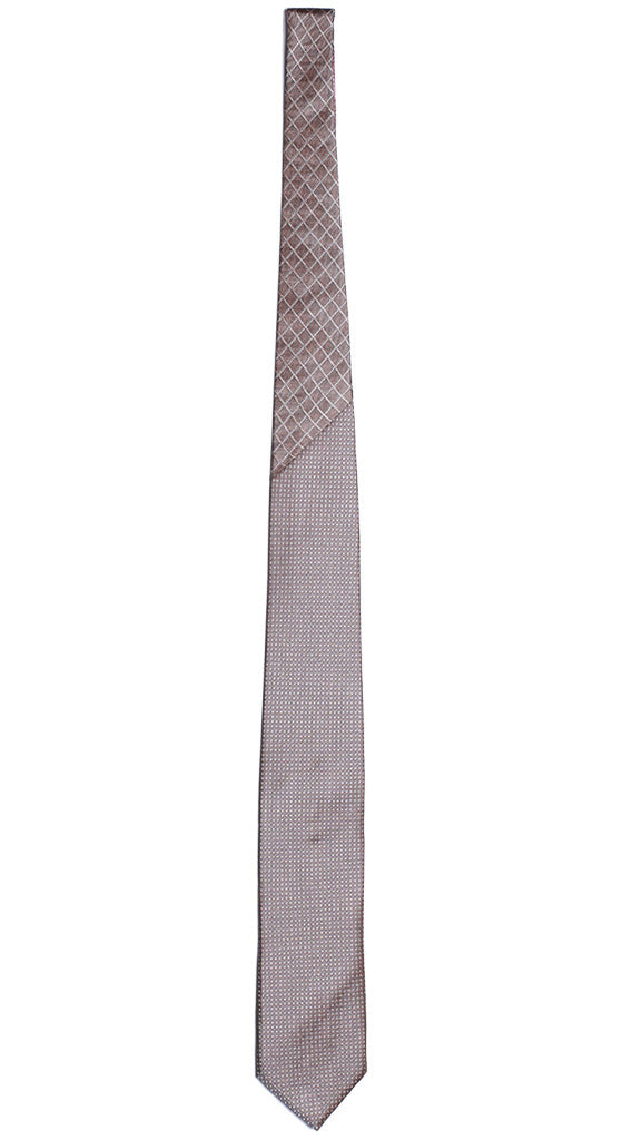 Cravatta Beige a Pois Tono su Tono Nodo a Contrasto a Quadri Beige Tono su Tono Made in Italy Graffeo Cravatte Intera