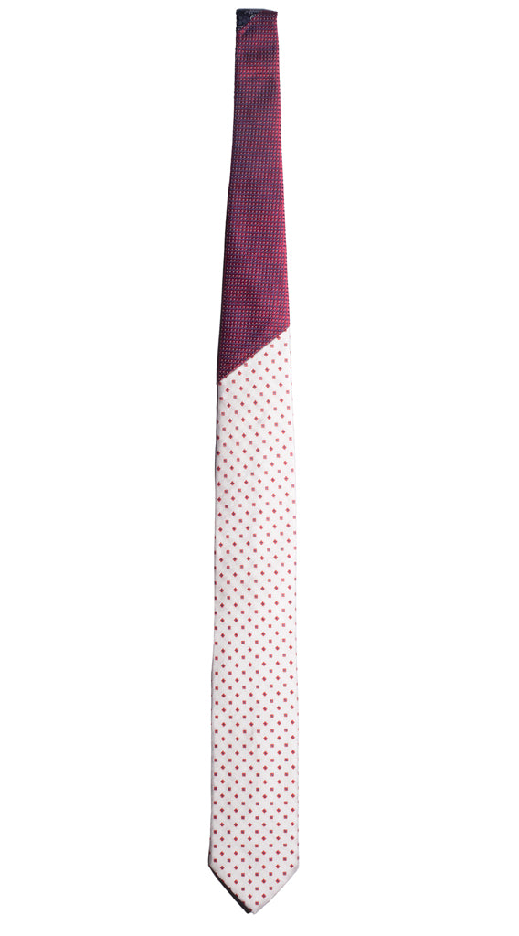 Cravatta Bianca Rossa Blu Nodo in Contrasto Rosso Blu Bianco Made in Italy graffeo Cravatte Intera