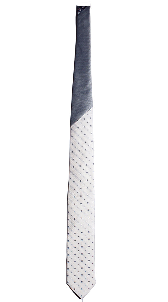 Cravatta Bianco Avorio Fantasia Grigia Nodo in Contrasto Grigio Made in Italy Graffeo Cravatte Intera