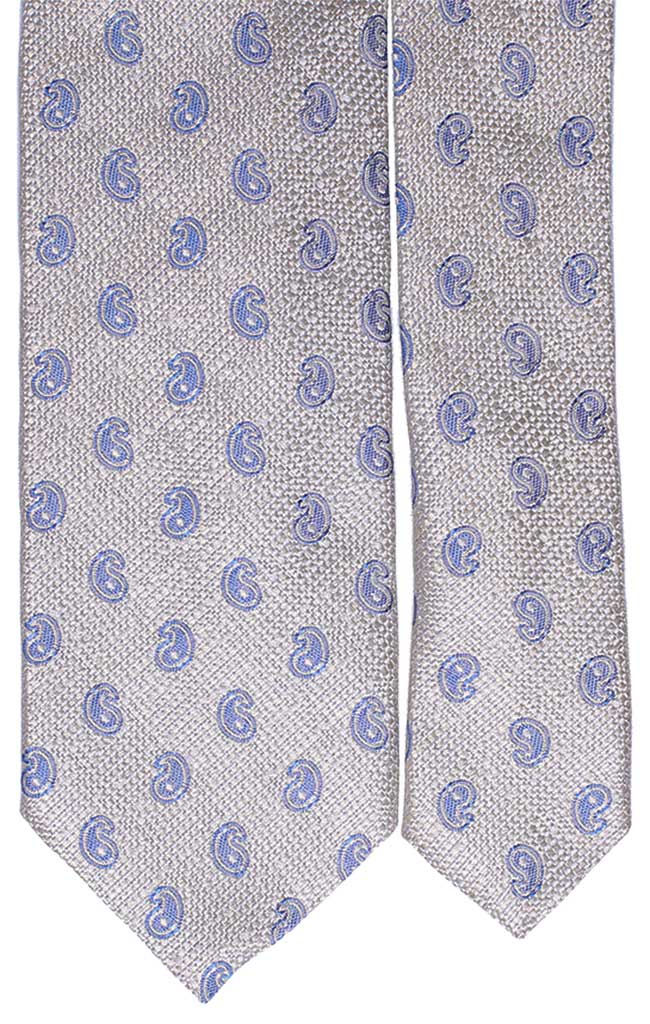 Cravatta Bianco Perla Effetto Cangiante Paisley Celeste Made in Italy Graffeo Cravatte Pala