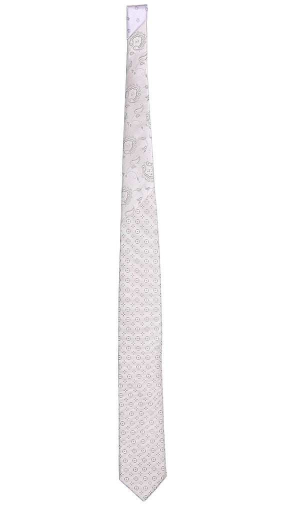 Cravatta Bianco Perla Fantasia Grigia Nodo a Contrasto Bianco Perla Fantasia Grigia Made inItaly Graffeo Cravatte Intera