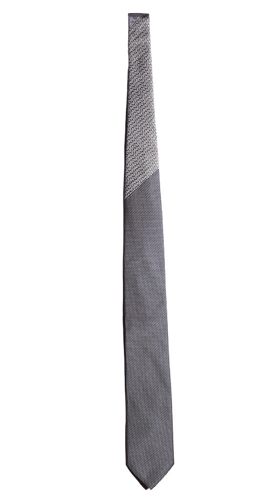 Cravatta Blu Avorio Nodo in Contrasto Grigio Made in Italy Graffeo Cravatte Intera