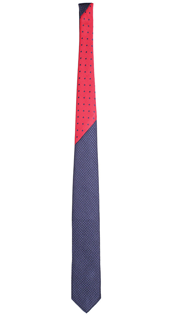 Cravatta Blu Fantasia Blu Navy Modo in Contrasto Rosso Pois Blu Made in italy Graffeo Cravatte Intera