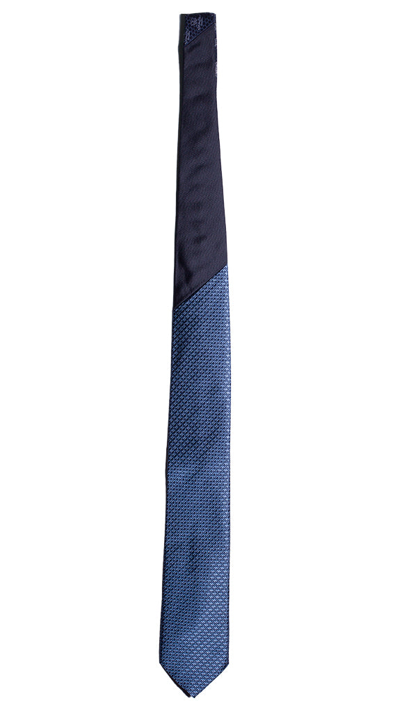 Cravatta Blu Fantasia Bluette Nodo in Contrasto Blu Made in Italy Graffeo Cravatte Intera
