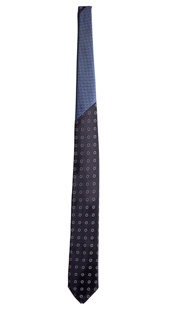 Cravatta Blu Fantasia Bluette Nodo in Contrasto Bluette Made in Italy Graffeo Cravatte Intera
