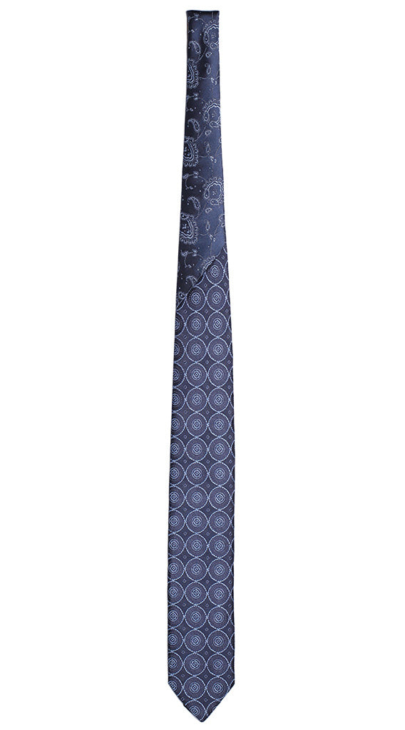 Cravatta Blu Fantasia Celeste Nodo a Contrasto Blu Fantasia Celeste Made in italy Graffeo Cravatte Intera