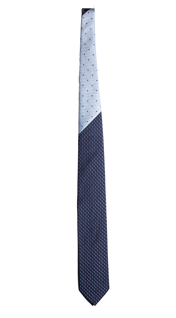 Cravatta Blu Fantasia Celeste Nodo in Contrasto Celeste Pois Blu Made in italy Graffeo Cravatte Intera