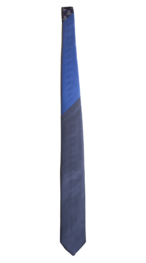 Cravatta Blu Fantasia Grigia Nodo in Contrasto Bluette Made in Italy Graffeo Cravatte Intera