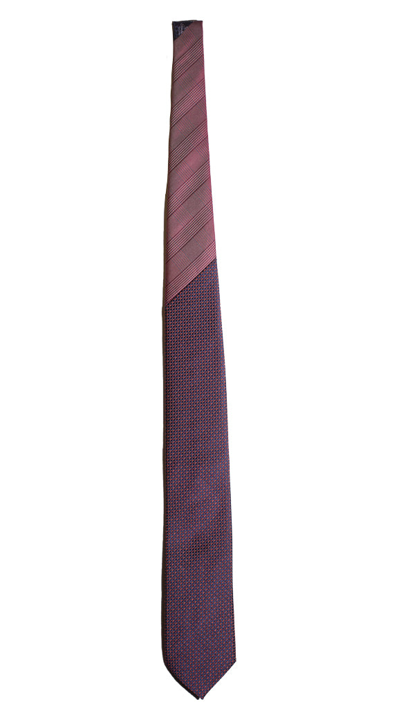 Cravatta Blu Fantasia Ruggine Nodo in Contrasto Principe di Galles Amaranto Blu Made in Italy Graffeo Cravatte Intera