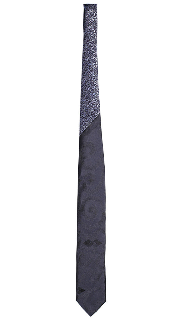Cravatta Blu Fantasia Tono su Tono Nodo a Contrasto Blu Celeste Made in Italy Graffeo Cravatte Intera