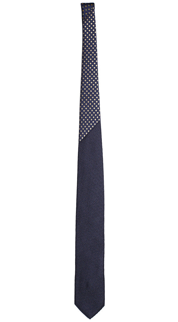 Cravatta Blu Fantasia Tono su Tono Nodo a Contrasto Blu Pois Gialli Made in Italy Graffeo Cravatte Intera