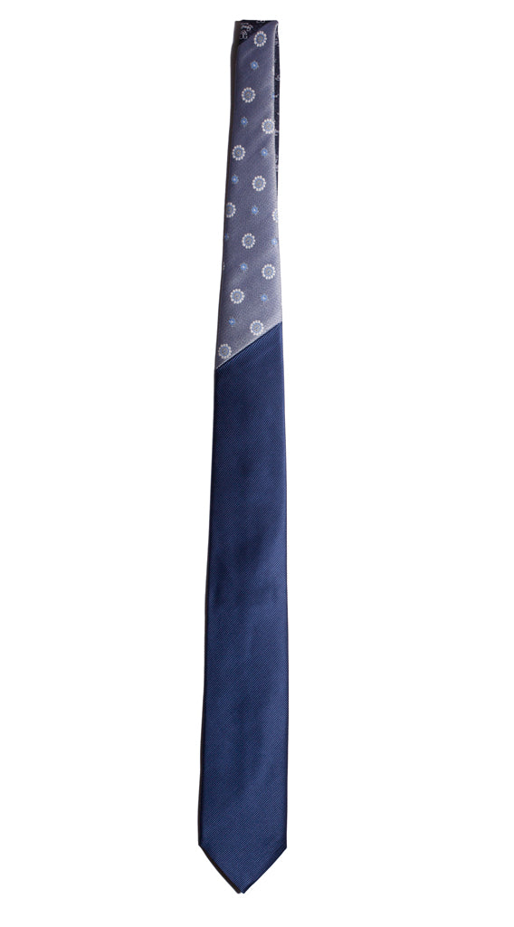 Cravatta Blu Navy Nodo in Contrasto Celeste Grigio a Fiori Made in Italy graffeo Cravatte Intera