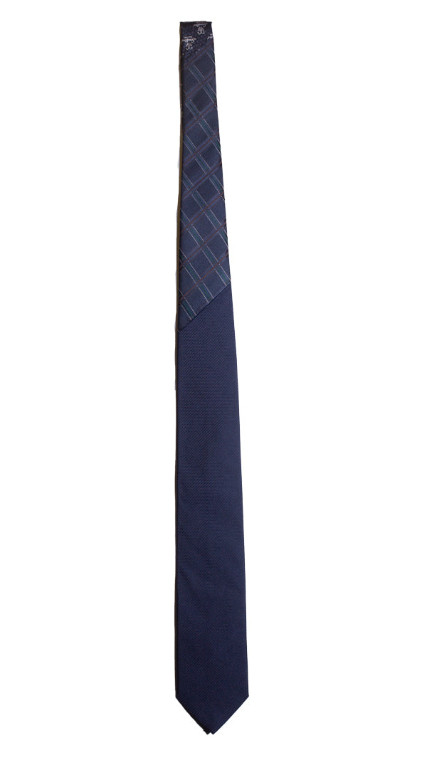 Cravatta Blu Nodo in Contrasto Blu a Quadri Verde Marrone Made in italy Graffeo Cravatte Intera