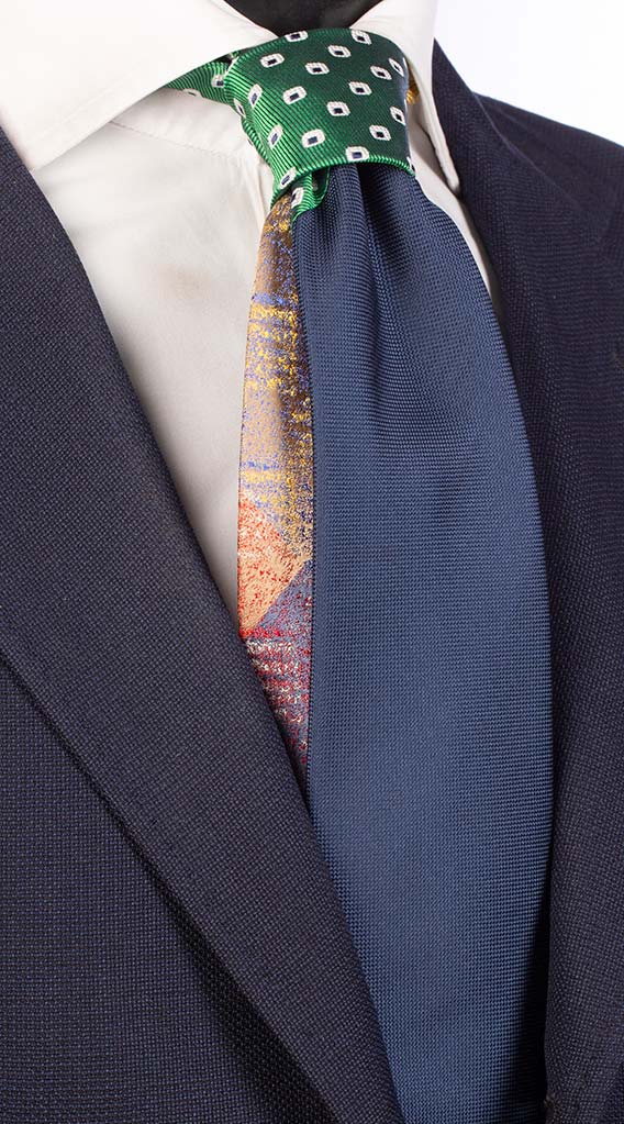 Cravatta Blu Paisley Celeste Nodo a Contrasto Blu Celeste Made in Italy Graffeo Cravatte