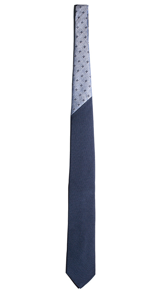 Cravatta Blu Punto a Spillo Celeste Nodo in Contrasto Azzurro Made in Italy Graffeo Cravatte Intera