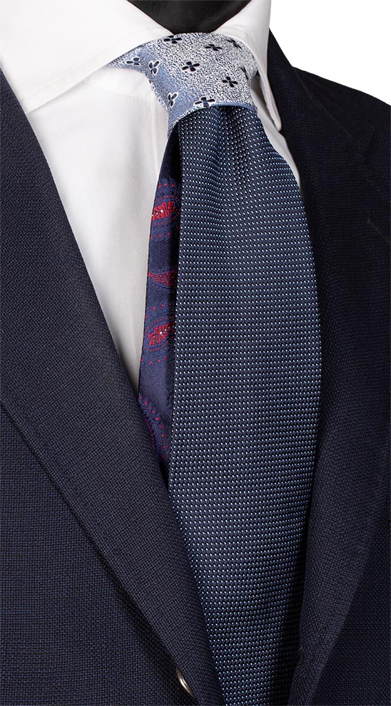 Cravatta Blu Punto a Spillo Celeste Nodo in Contrasto Azzurro Made in Italy Graffeo Cravatte