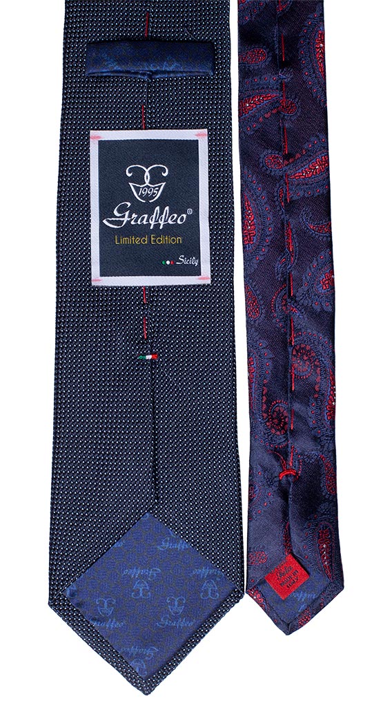 Cravatta Blu Punto a Spillo Celeste Nodo in Contrasto Azzurro Made in Italy Graffeo Cravatte Pala