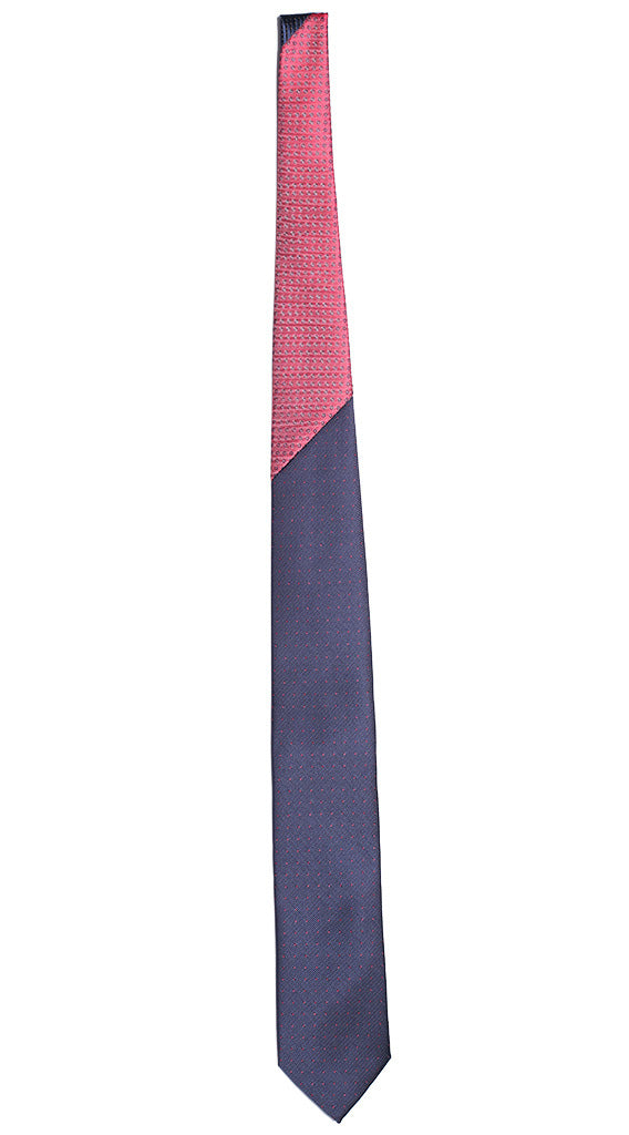 Cravatta Blu Punto a Spillo Rosso Nodo In Contrasto Rosso Con Cerchietti Blu Made in Italy Graffeo Cravatte Intera
