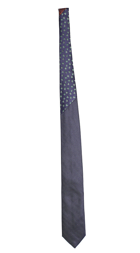 Cravatta Blu Punto a Spillo Verde Nodo in Contrasto Blu a Fiori Verde Bianchi Made in Italy Graffeo Cravatte Intera