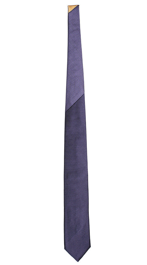Cravatta Blu Riga Orizzontale Tono Su Tono Nodo Blu Micro Fantasia Viola Bianca Made in Italy Graffeo Cravatte Intera
