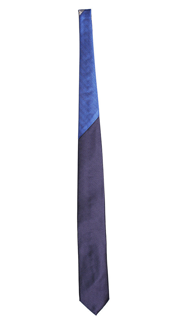 Cravatta Blu Riga Orizzontale Tono Su Tono Nodo Bluette Fantasia Tono Su Tono Made in Italy Graffeo Cravatte Intera