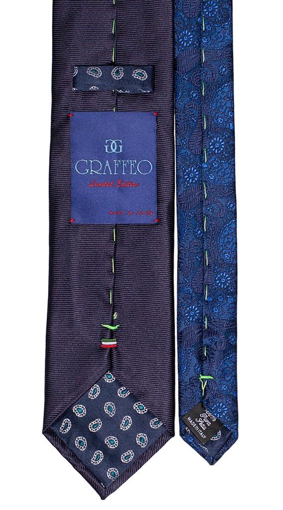 Cravatta Blu Riga Orizzontale Tono Su Tono Nodo Bluette Fantasia Tono Su Tono Made in Italy Graffeo Cravatte Pala