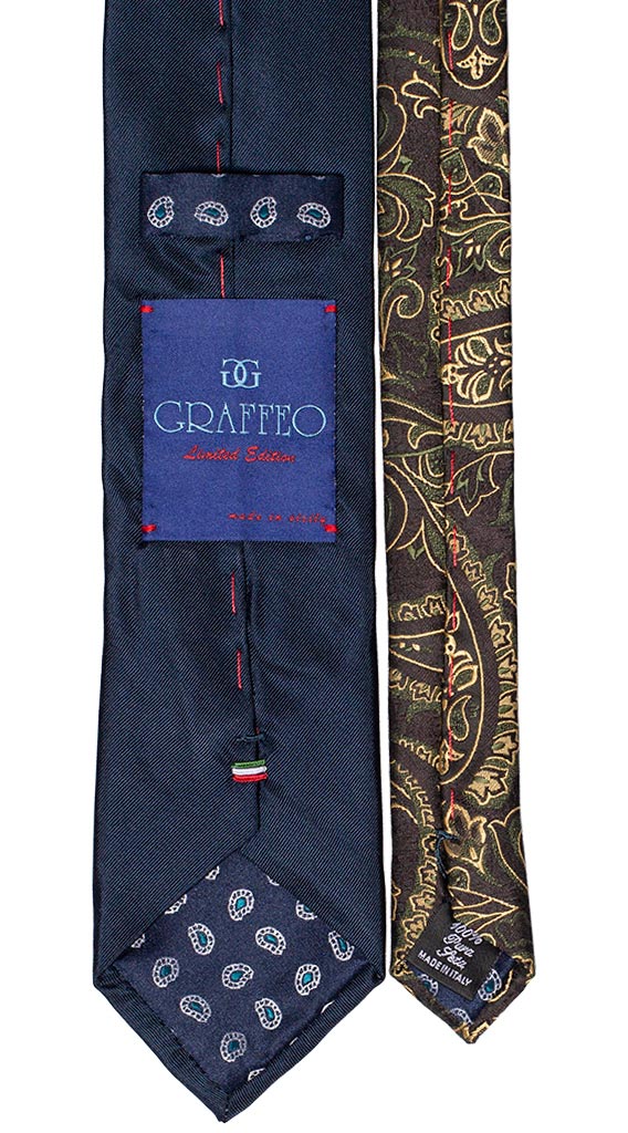 Cravatta Blu Riga Tono Su Tono Nodo In Contrasto Celeste Fantasia Rossa Bianca Blu Made in Italy Graffeo Cravatte Pala