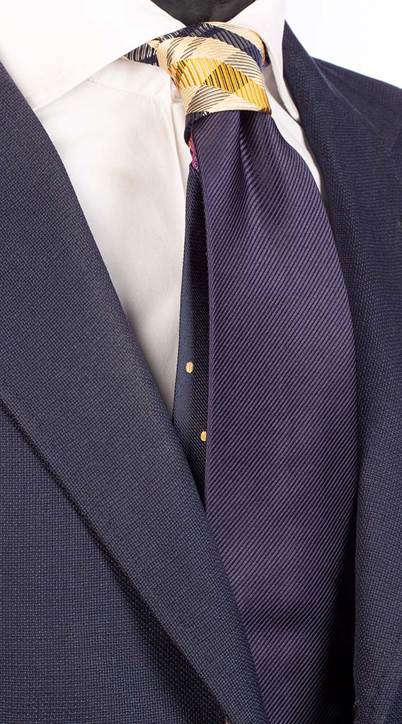 Cravatta Blu Righe Tono su Tono Nodo a Contrasto a Quadri Beige Blu Arancione Made in Italy Graffeo Cravatte