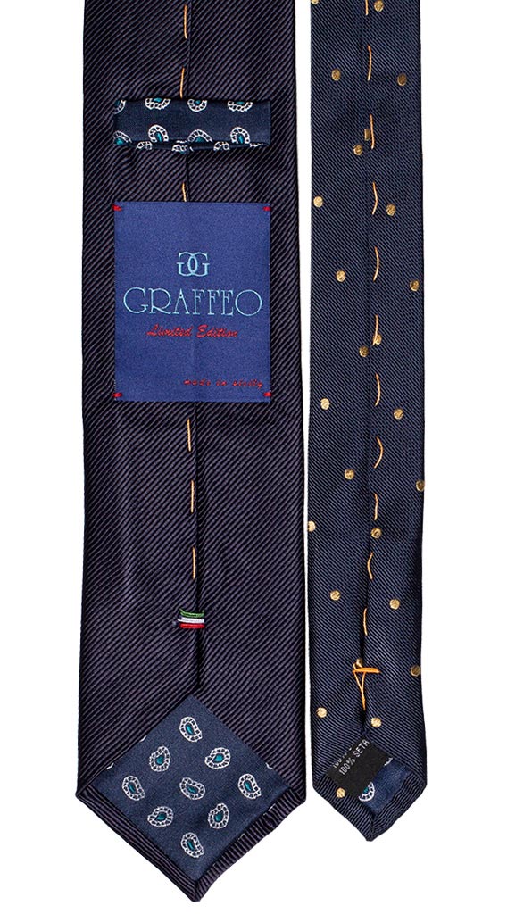 Cravatta Blu Righe Tono su Tono Nodo a Contrasto a Quadri Beige Blu Arancione Made in Italy Graffeo Cravatte Pala