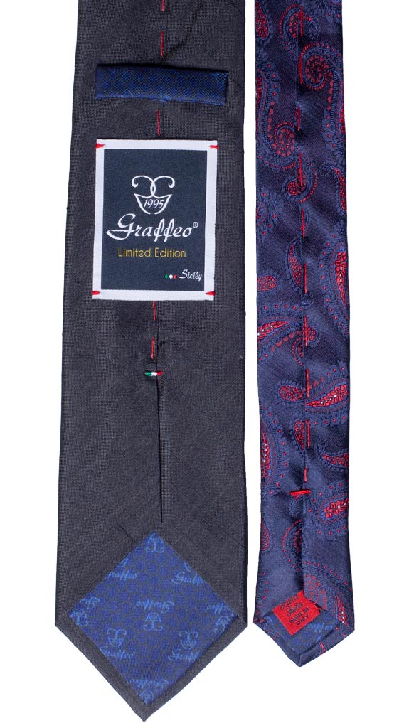 Cravatta Blu Shantung di Seta Nodo in Contrasto Azzurro Made in Italy Graffeo Cravatte Pala