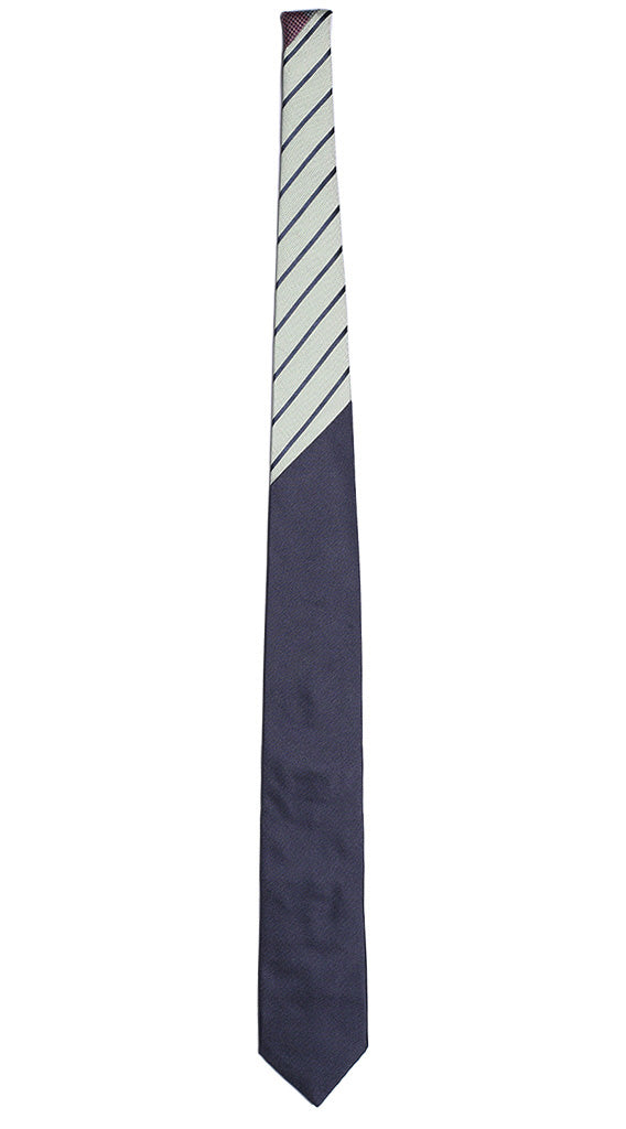 Cravatta Blu Tinta Unita Nodo a Contrasto Regimental Verde Blu Made in Italy Graffeo Cravatte Intera