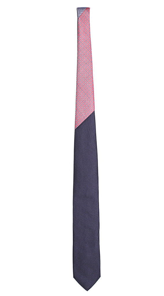 Cravatta Blu Tinta Unita Nodo a Contrasto Rosso Bianco Bluette Made in Italy Graffeo Cravatte Intera