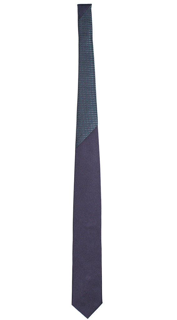 Cravatta Blu Tinta Unita Nodo in Contrasto Blu Pois Verde Made in italy Graffeo Cravatte Intera