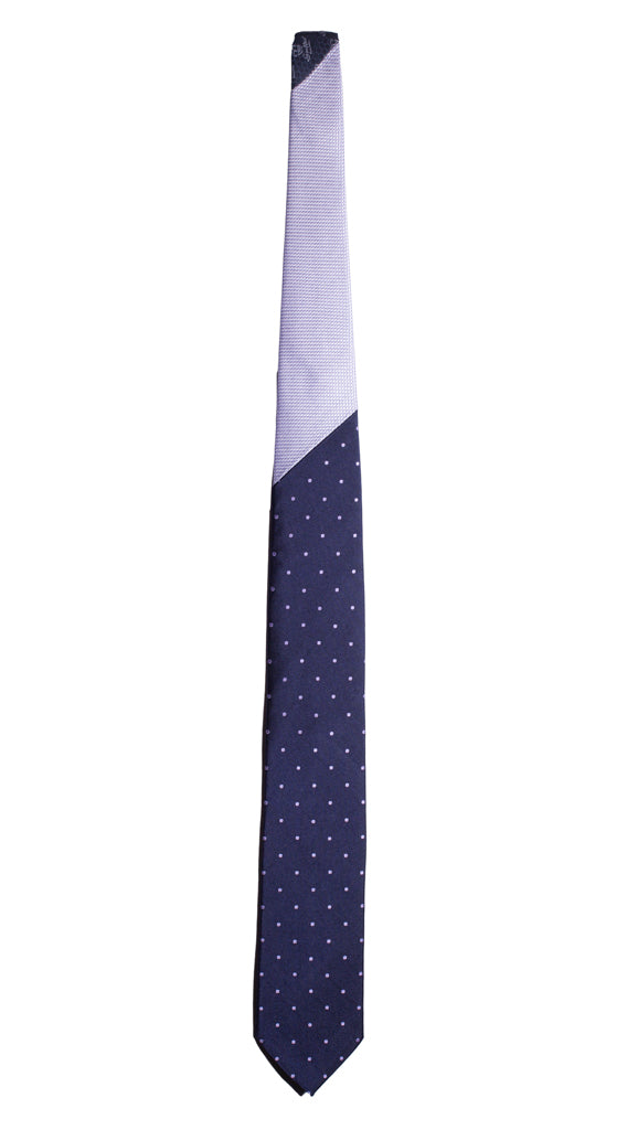 Cravatta Blu a Pois Lilla Nodo in Contrasto Fantasia Glicine Lilla Made in Italy Graffeo Cravatte Intera