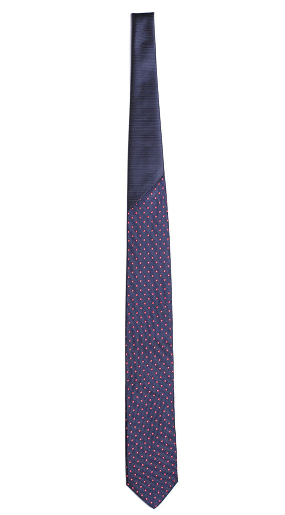 Cravatta Blu a Pois Rossi Bianchi Nodo a Contrasto Blu Tinta Unita Made in Italy Graffeo Cravatte Intera