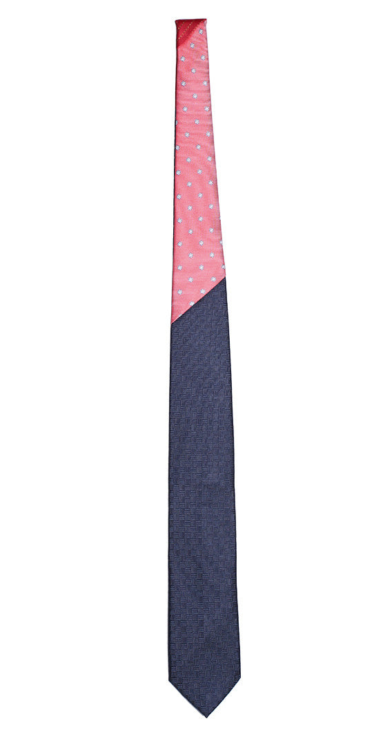 Cravatta Blu con Fantasia Tono su Tono con Nodo a Contrasto Rosso Bianco Blu Made in Italy Graffeo Cravatte Intera