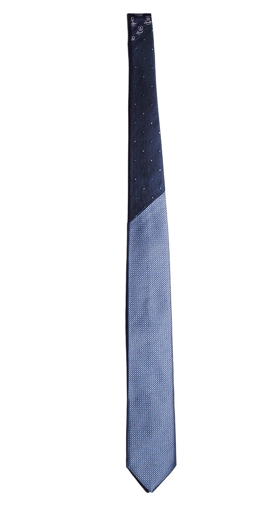 Cravatta Bluette Grigia Nodo in Contrasto Blu Made in Italy Graffeo Cravatte Intera