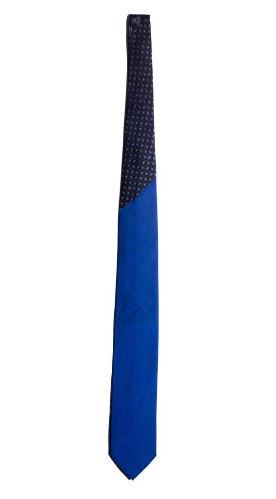Cravatta Bluette Nodo in Contrasto Blu Fantasia Celeste Made in Italy Graffeo Cravatte Intera