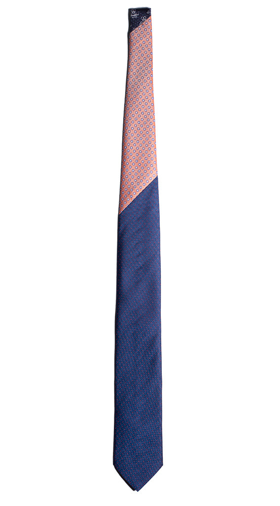 Man Blue Silk Tie Red Polka Dots Red White Contrast Knot N1983