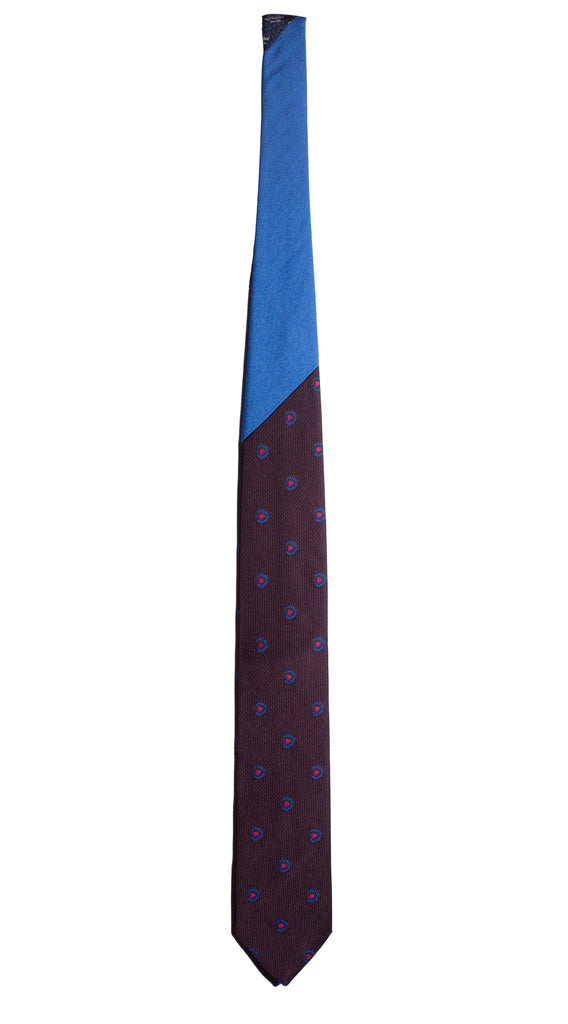 Cravatta Bordeaux Blu Fantasia Fucsia Bluette Nodo in Contrasto Bluette Made in Italy Graffeo Cravatte Intera